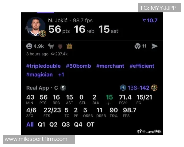 杜兰特与约基奇并列历史第一生涯20场得分25分真实命中率超90